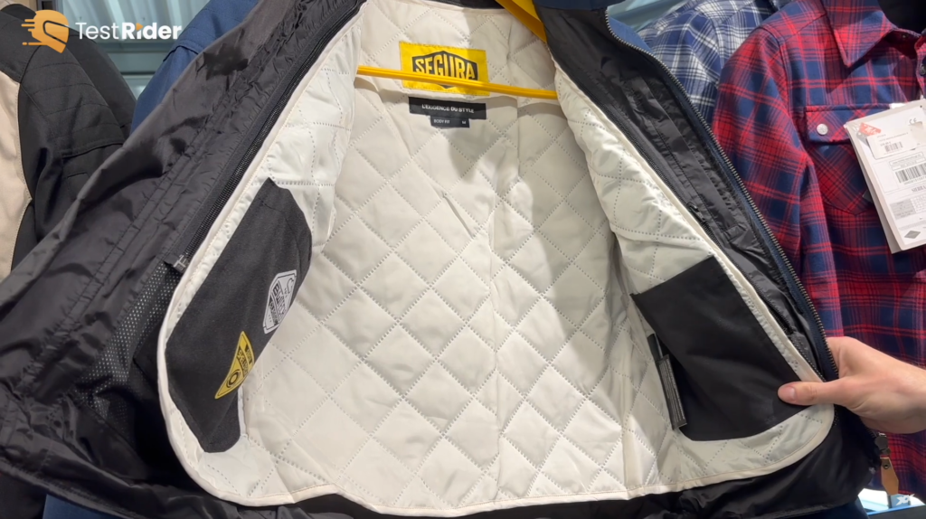 Présentation de la doublure thermique amovible intérieure du blouson segura scorpio